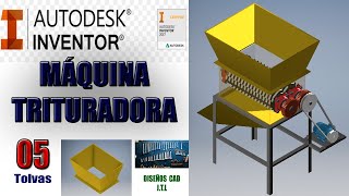 5 Máquina Trituradora  Tolvas   Autodesk Inventor [upl. by Hadeehsar]