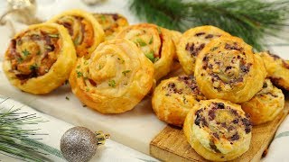 3 Puff Pastry Pinwheel Recipes  Holiday Appetizers [upl. by Anitnatsnok]