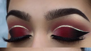 tutorial  Red cut crease  glitter [upl. by Teodoor627]