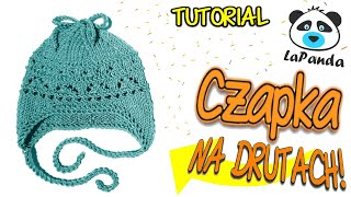 CZAPKA NA DRUTACH DLA NIEMOWLAKA 4 Jak zrobić  LaPanda EASY KNITTED BABY HAT [upl. by Lebasi]