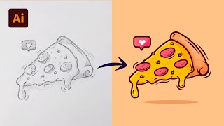 Adobe Illustrator Tutorial Create a Vector Pizza from Sketch HD [upl. by Ferdinanda]