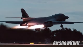 B1 Lancer Night Afterburner Takeoff and Spiral Climb  EAA AirVenture Oshkosh 2018 [upl. by Weisberg]