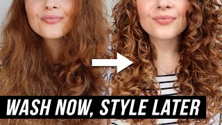 WASH NOW STYLE LATER  EASY CURLY HAIR ROUTINE [upl. by Severen250]