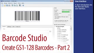 Create GS1128  EAN128 FNC1 Barcodes  Barcode Studio 2 [upl. by Geirk]