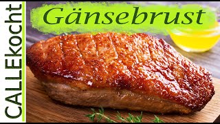 Knusprige Gänsebrust zubereiten und im Ofen rosa braten  Das Rezept [upl. by Rainah139]