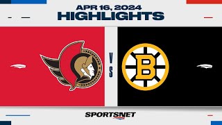 NHL Highlights  Senators vs Bruins  April 16 2024 [upl. by Llatsyrk]