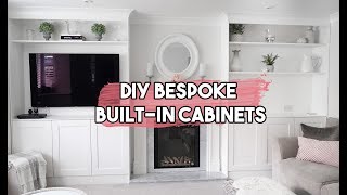 DIY BESPOKE BUILT IN SHELVES AND CABINETS  LIVING ROOM MAKEOVER PART 1 WITHME [upl. by Mellar]