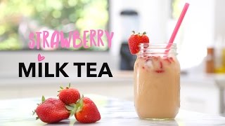 Strawberry Milk Tea Recipe ♥ 4 Simple Ingredients All Natural [upl. by Cerveny]