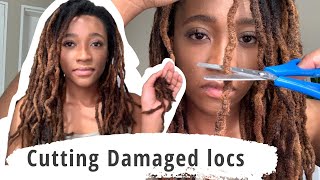 Cutting and repairing damaged locs I Loc repair I Thinning Locs I Crochet Method I Miss Kobeli [upl. by Solnit]