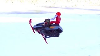 RC ADVENTURES  Snapped in Half on a Hill Jump  Electric Snow Mobiles Radio Controlled [upl. by Sudhir]