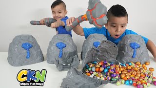 Easter Chocolate Eggs Smashing Game With CKN [upl. by Hawkie]