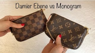 LOUIS VUITTON MINI POCHETTE Damier Ebene vs Monogram Fun Facts amp History [upl. by Aliuqaj]