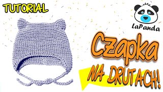 PROSTA CZAPKA NA DRUTACH DLA NIEMOWLAKA 1 Jak zrobić  LaPanda EASY KNITTED BABY HAT [upl. by Yrelle474]