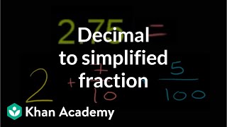 Decimal to simplified fraction  Decimals  PreAlgebra  Khan Academy [upl. by Alis387]