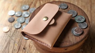 Making a Beautiful  Simple Leather Coin Wallet PATTERN [upl. by Eelame]