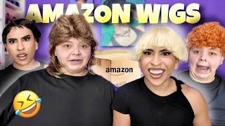 trying FUNNY AF Amazon WIGS with ADAMRAYOKAY  Louies Life [upl. by Ahsimed]