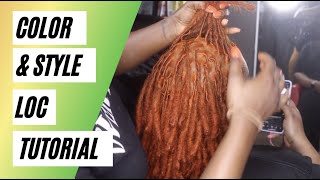 HOW TO COLOR LOCS AUBRUN COLOR AND STYLE ON SHOULDER LENGTHSHORT LOCS TUTORIAL [upl. by Puritan204]