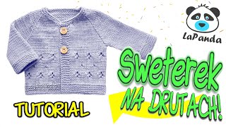 SWETEREK NA DRUTACH DLA NIEMOWLAKA 2 Jak zrobić  LaPanda EASY KNITTED BABY CARDIGAN [upl. by Nac354]