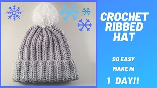 Crochet Ribbed Hat [upl. by Firahs653]