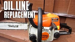 STIHL Chainsaw MS180170  017018 Oil Line Replacement [upl. by Eihs]