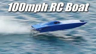 100mph RC Boat  Dual 12s Brushless Motors [upl. by Ayotaj482]