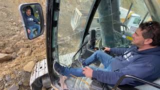 Caterpillar 390D Excavator Loading Trucks  Operator View [upl. by Akcirahs]