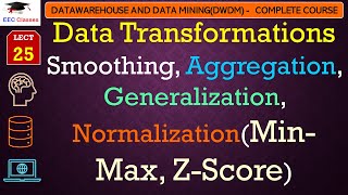 L25 Data Transformations  Smoothing Aggregation Generalization NormalizationMinMax ZScore [upl. by Ofelia]