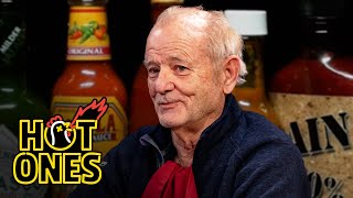 Bill Murray Doesn’t Flinch While Eating Spicy Wings  Hot Ones [upl. by Neffirg791]