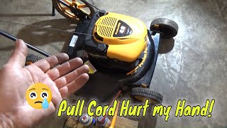 Mower Pull Cord Snaps Back When Starting  The FIX [upl. by Koy282]