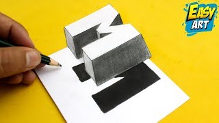 Super Facil ► How To Draw 3D Letters M │Dibujos Faciles│Como dibujar letras 3d [upl. by Ivanah524]