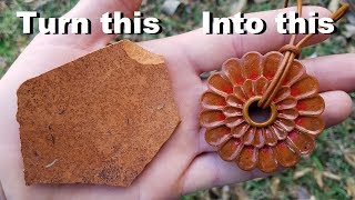 Turn a broken piece of pottery into a beautiful flower necklace [upl. by Deina860]