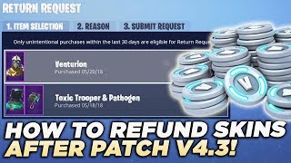 HOW TO REFUND SKINS AND EMOTES AFTER UPDATE V43 in Fortnite Battle Royale NEW REFUND SYSTEM [upl. by Gargan]