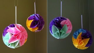 Star flower ball  easy paper flower ball tutorial  EzyCraft [upl. by Assirac]