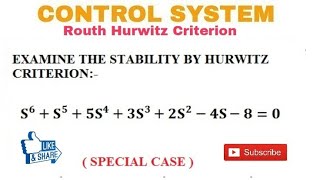 16 Routh Hurwitz Criterion in Control System Example [upl. by Violette583]