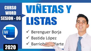 Viñetas lista numerada y lista multinivel en WORD  06 [upl. by Anizor]