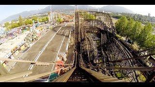 PNE Playland Wooden Roller Coaster POV CRAZY Airtime Classic Woodie Vancouver Canada [upl. by Desirea24]