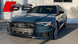 2021 Audi S6 Premium Plus 444 HP in Avalon Green Walkaround Review Exhaust Sound [upl. by Ledeen]