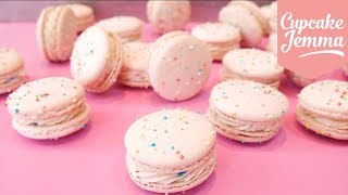 How to Make BIRTHDAY CAKE MACARONS Full recipe amp Tutorial Cupcake Jemma [upl. by Sim]