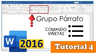 Microsoft Word Grupo Párrafo y Comando Viñetas cómo hacer una lista con viñetas Tutorial 4 [upl. by Medin]