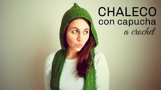 Chaleco con Capucha a Crochet todas las tallas  How to crochet a Hooded Vest all sizes [upl. by Orimlede]