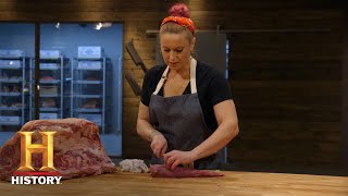 The Butcher Roxanne Bones Out a Tenderloin  Exclusive  History [upl. by Atsyrhc]