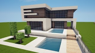 MODERNES HAUS mit POOL in MINECRAFT bauen TUTORIAL HAUS 169 [upl. by Aitat]