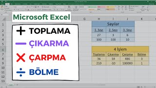 Excel Dersleri  Toplama  Çıkarma  Çarpma  Bölme 4 İşlem [upl. by Baldridge]