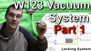 W123 Vacuum system troubleshooting PART 1 Most Common Central locking problems Plus DIAGRAMS [upl. by Yeroc]