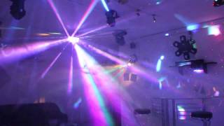 Home Disco Lights synchronized to Music 4 Scanners Moving Heads Lasers DMX controlled [upl. by Neona233]