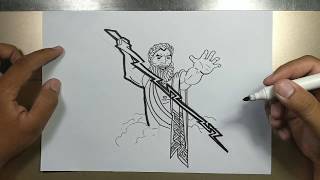 How to draw ZEUS step by step [upl. by Amikahs]