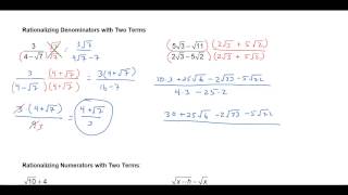 Rationalizing Denominators and Numerators With Two Terms [upl. by Auqeenwahs213]