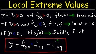 Local Extrema Critical Points amp Saddle Points of Multivariable Functions  Calculus 3 [upl. by Chalmers539]