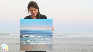 How to Paint in Acrylics  Ocean Painting Tutorial [upl. by Yedorb891]