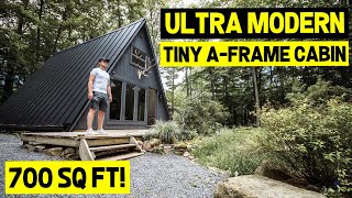 ULTRAMODERN 700 sq ft OffGrid TINY AFRAME CABIN Full Airbnb Tour [upl. by Colene]